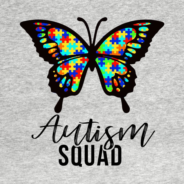 Autism Squad Butterfly Autism Awareness Gift by Lones Eiless